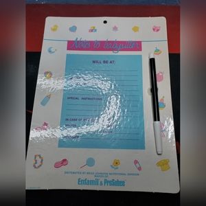 LB3 Vintage Enfamil & ProSobee Branded Whiteboard Notes to Babysitter